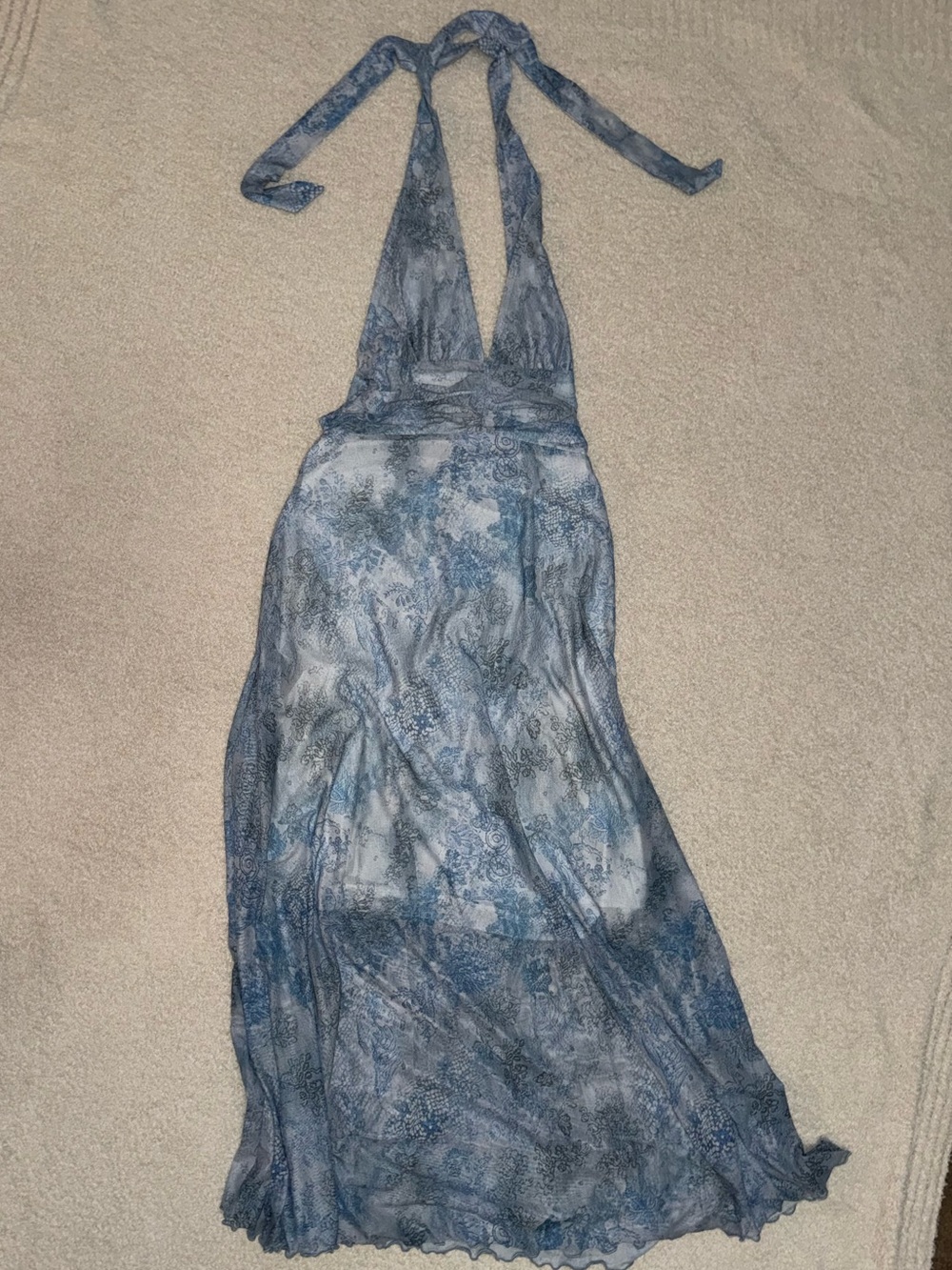 Blue Floral Halter Maxi Dress